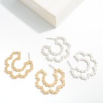 Wavy Flower Drop Hoop Earrings 

- Approximately 1.5" L