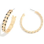 Gold Hoop Featuring Two-Tone Leaf Detail 

- Approximately 1.5 Diameter 