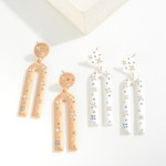 Wholesale rhinestone Studded Metal Arch Drop Earrings L