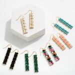 Wholesale linked Natural Stone Beaded Rectangular Earrings L