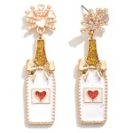 Wholesale glitter Enamel Champagne Bottle Drop Earrings L