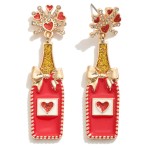 Wholesale glitter Enamel Champagne Bottle Drop Earrings L