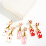 Wholesale glitter Enamel Champagne Bottle Drop Earrings L