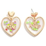 Heart Glitter "Be Mine" Post Drop Earrings

- Approximately 1.25" L