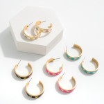 Enamel "Howdy" Hoop Earrings

- Approximately 1.25" Diameter