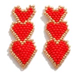 Seed Bead Heart Post Drop Earrings

- Approximately 1.5" L