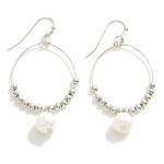 Wholesale beaded Hoop Drop Earrings Pearl Accents L