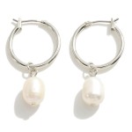 Wholesale simple Metal Hoop Earrings Pearl Charms D L