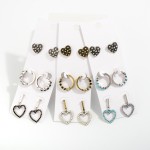 Wholesale set Western Heart Drop Hoop Earrings L L