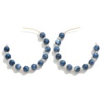 Semi-Precious Beaded Drop Hoop Earrings 

- Approximately 1.5" Diameter 
