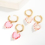 Wholesale huggie Hoop Earrings Acetate Heart Charms L