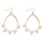 Wholesale beaded Teardrop Earrings Beaded Flower Detail L