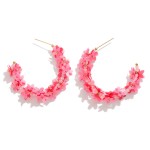 Wholesale beaded Drop Hoop Earrings D Flower Accents L