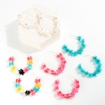 Wholesale beaded Drop Hoop Earrings D Flower Accents L
