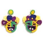 Wholesale mardi Gras Jester Seed Bead Sequin Drop Earrings L