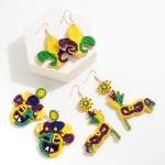 Mardi Gras Jester Seed Bead and Sequin Drop Earrings

- Approximately 2.5" L