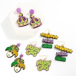 Wholesale mardiGras Mask Drop Earrings Glitter Accents L