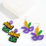 Wholesale glitter Mardi Gras Mask Drop Earrings L