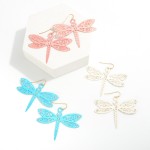 Metal Dragonfly Drop Earring With Rhinestone Accents 

- Approximately 1.75" L