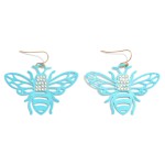 Metal Bee Drop Earring Featuring Rhinestone Accents

- Approximately 1.5" L