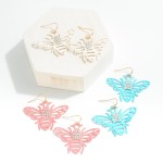 Wholesale metal Bee Drop Earring Rhinestone Accents L