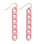 Coated Chain Link Drop Earring With Metallic Accents

- Approximately 2.25" L