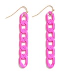 Coated Chain Link Drop Earring With Metallic Accents

- Approximately 2.25" L