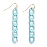 Coated Chain Link Drop Earring With Metallic Accents

- Approximately 2.25" L