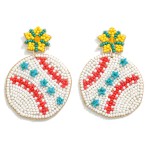 Baseball Seed Beaded Drop Earring With Star Accent 

- Approximately 2.5" L 