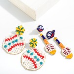 Wholesale baseball Seed Beaded Drop Earring Star Accent L