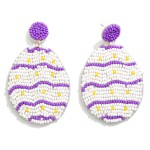 Wholesale easter Egg Seed Beaded Drop Earring Dyed Print Designs L