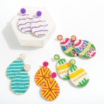 Easter Egg Seed Beaded Drop Earring With Dyed Print Designs

- Approximately 2.5" L