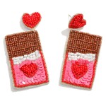 Wholesale heart Chocolate Bar Seed Beaded Drop Earrings L