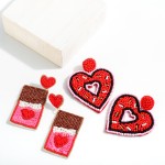 Wholesale heart Chocolate Bar Seed Beaded Drop Earrings L