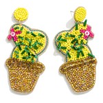 Wholesale seed Beaded Cactus Drop Earrings Spikey Details L