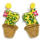 Seed Beaded Cactus Drop Earrings Featuring Spikey Details

- Approximately 2.75" L