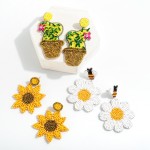 Wholesale seed Beaded Cactus Drop Earrings Spikey Details L