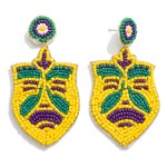 Wholesale mardi Gras Full Mask Seed Beaded Drop Earrings L