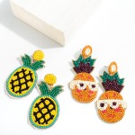 Pineapple With Sunglasses Summer Seed Bead Drop Earrings

- Approximately 2.75" L