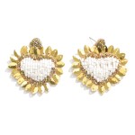 Seed Beaded Heart Drop Earrings Featuring Gold Border Detail

- Approximately 2" L