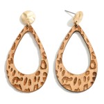 Wholesale wood Teardrop Earrings Leopard Print Cutouts L