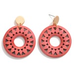 Wholesale laser Cut Geometric Sunshine Wood Drop Earrings L
