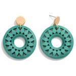 Wholesale laser Cut Geometric Sunshine Wood Drop Earrings L