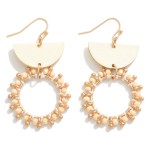 Wholesale wood Beaded Studded Hoop Drop Earrings Wooden Wedge Accents L