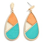 Wholesale geometric Teardrop Earrings Wood Accents L