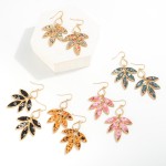 Wholesale floral Print Leather Leaf Drop Earrings L