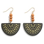 Wholesale leather Wedge Drop Earrings Wood Bead Accents L