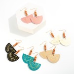 Wholesale leather Wedge Drop Earrings Wood Bead Accents L
