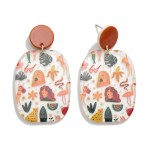 Wholesale acetate Artsy Tropical Summer Print Drop Earrings L
