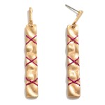 Wholesale hammered Square Metal Drop Earrings Twine Accent L